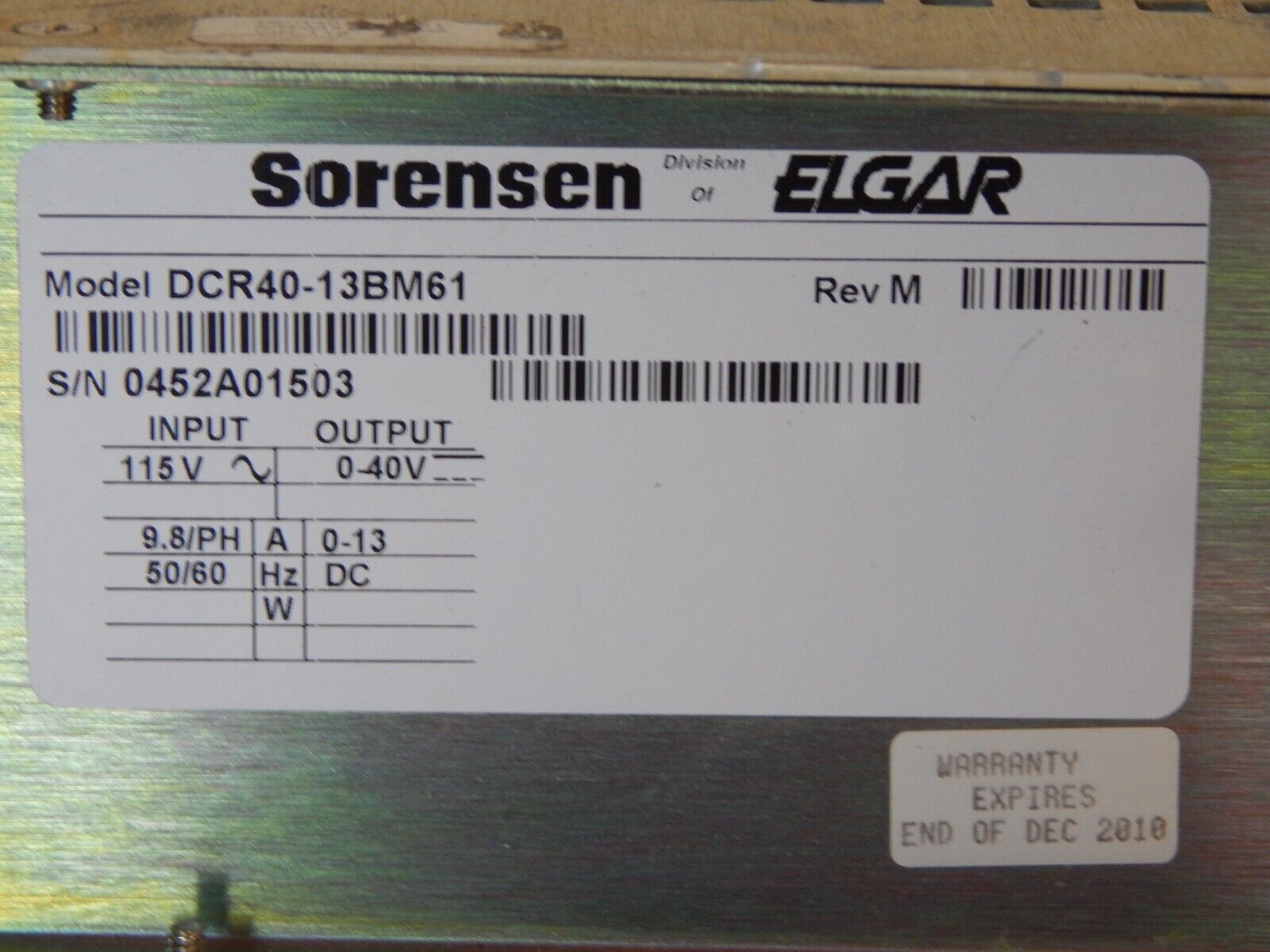 Sorensen 40V 13A DC Power Supply DCR40-13B Sorensen 40V 13A DC Power Supply DCR40-13B